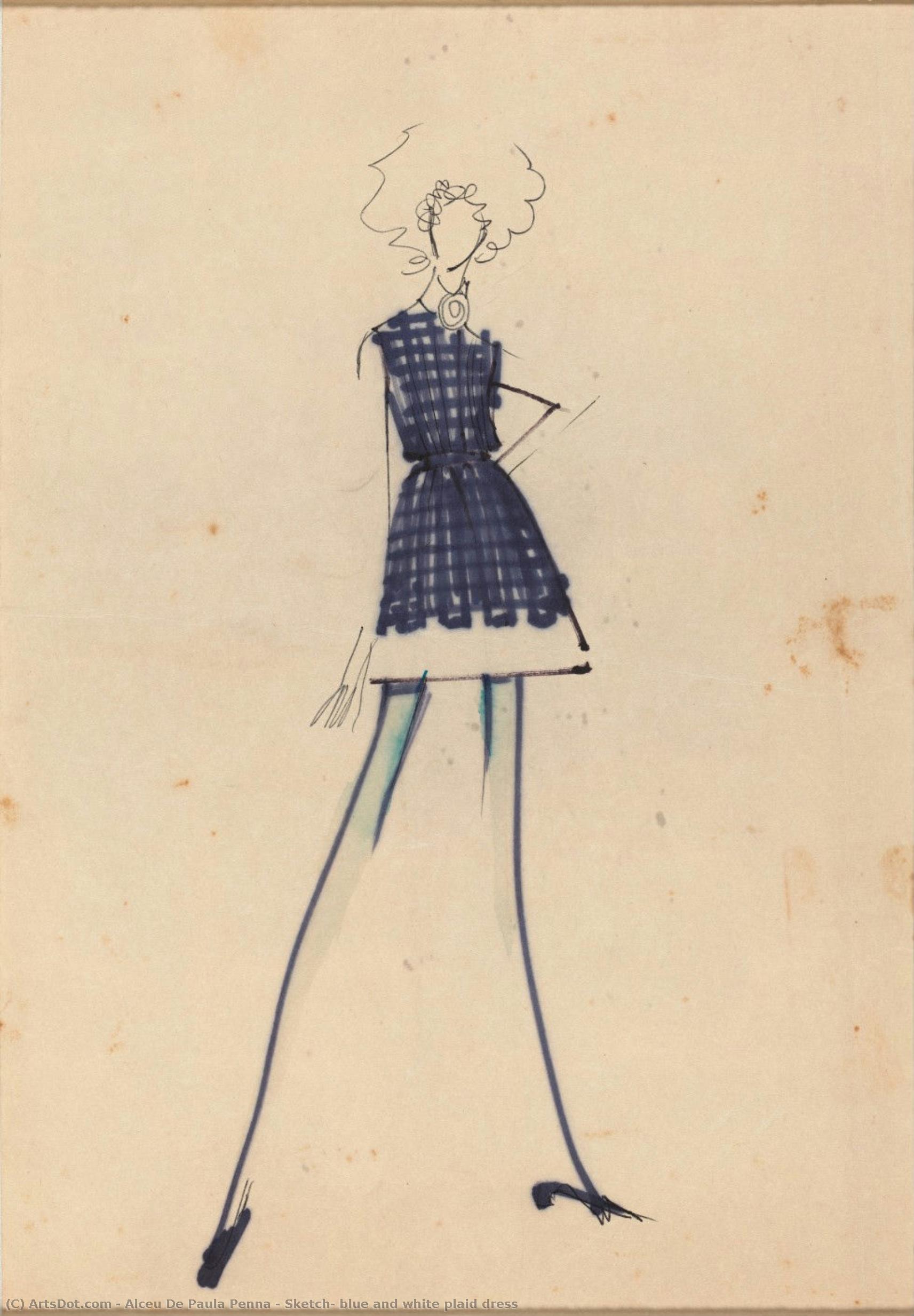Sketch, Blue And White Plaid Dress — Alceu De Paula Penna