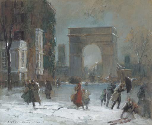 Washington Square Park In Winter — Эверетт Шинн