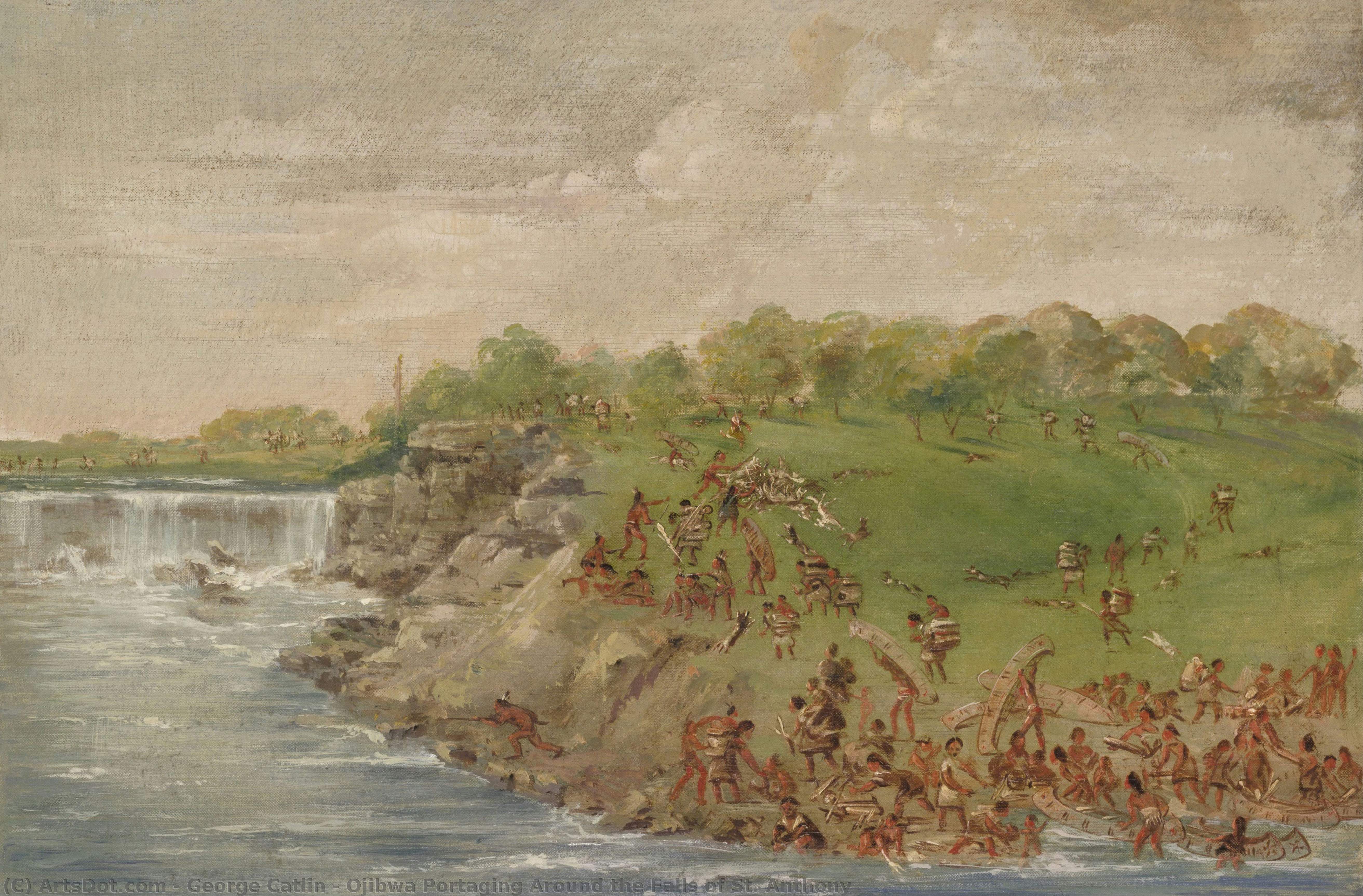 Ojibwa-portage Um Die St.-anthony-fälle — George Catlin