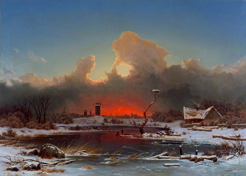 Frost Scene The Setting Sun — Georg Emil Libert