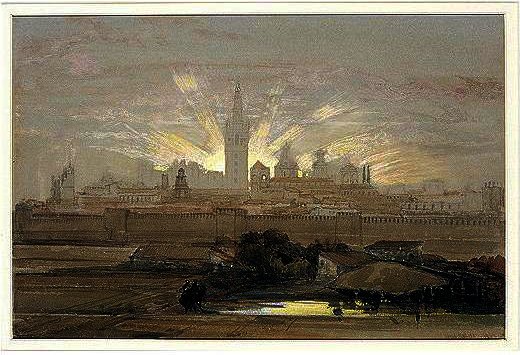 View Of Seville At Sunset — David Roberts