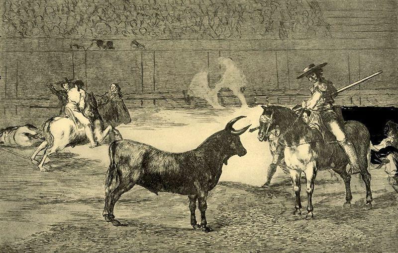 El Célebre Fernando Del Toro, Barilarguero, Obligando Á La Fiera Con Su Garrocha — Francisco José De Goya Y Lucientes