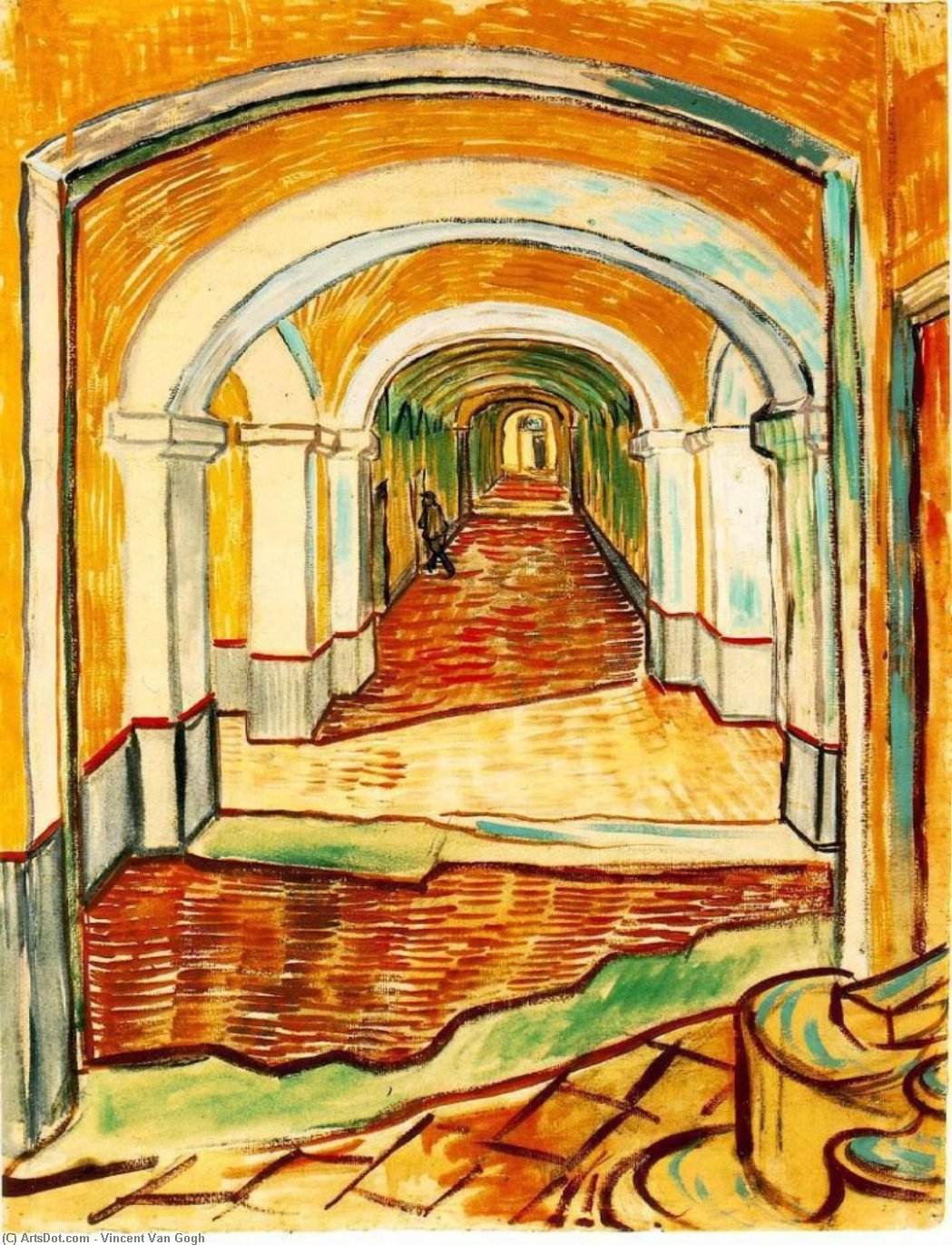 Corridor In The Asylum — Vincent Willem Van Gogh