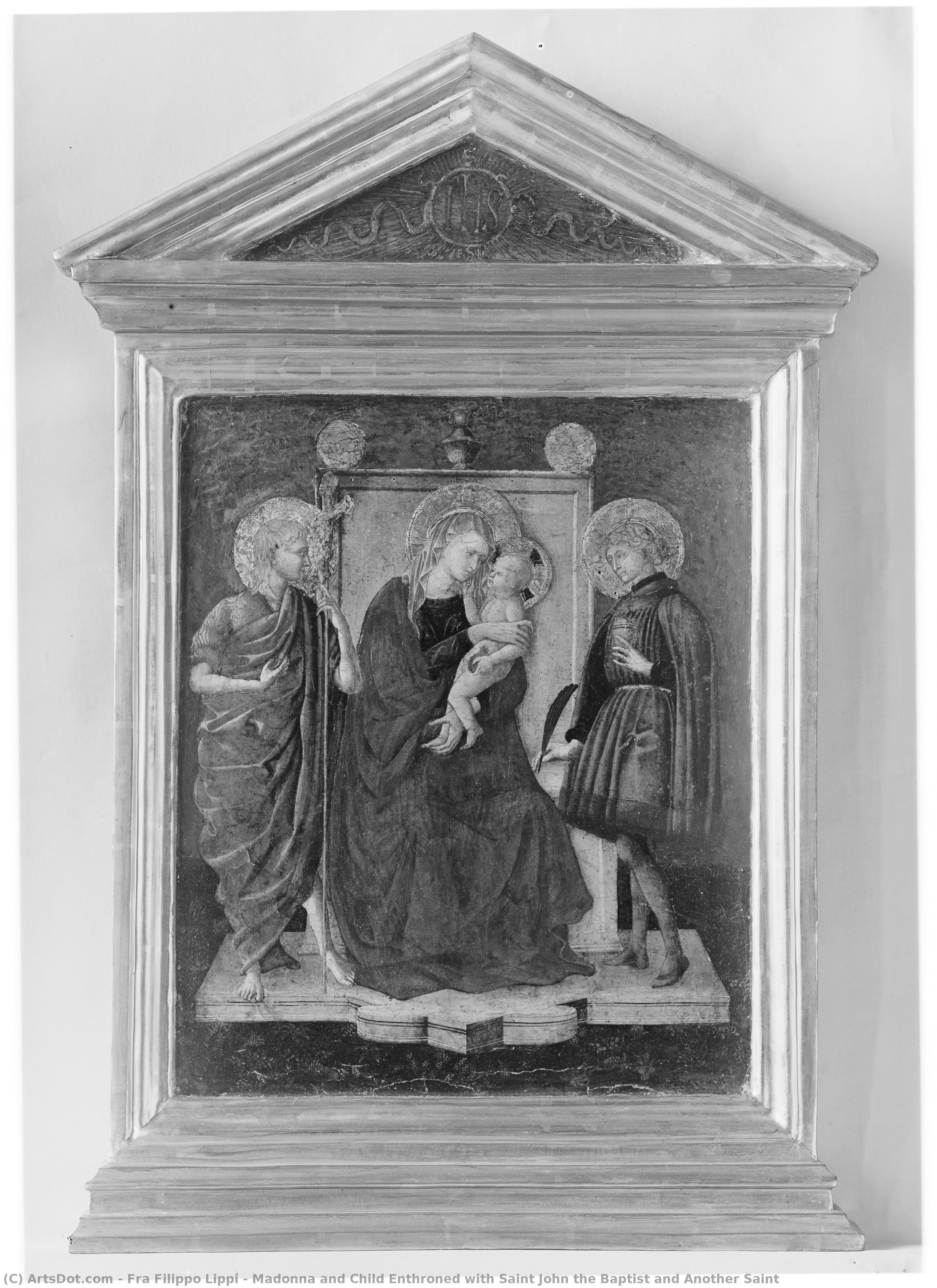 Madonna And Child Enthroned With Saint John The Baptist And Another Saint — Filippo Di Tommaso Lippi