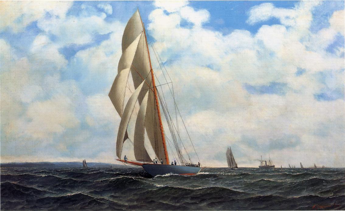 The Yacht Defender, On A Leeward Reach By Sandy Hook — Antonio Nicolo Gasparo Jacobsen