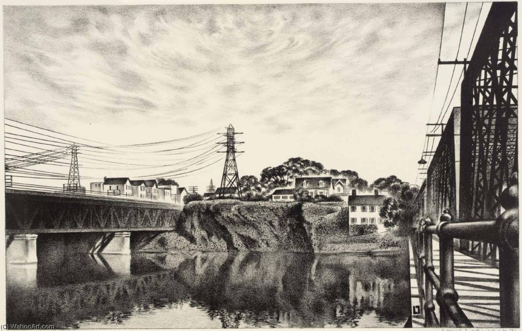 City On A Rock Cohoes — Louis Lozowick