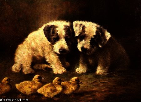 Sealyham Puppies And Ducklings — Lilian Cheviot