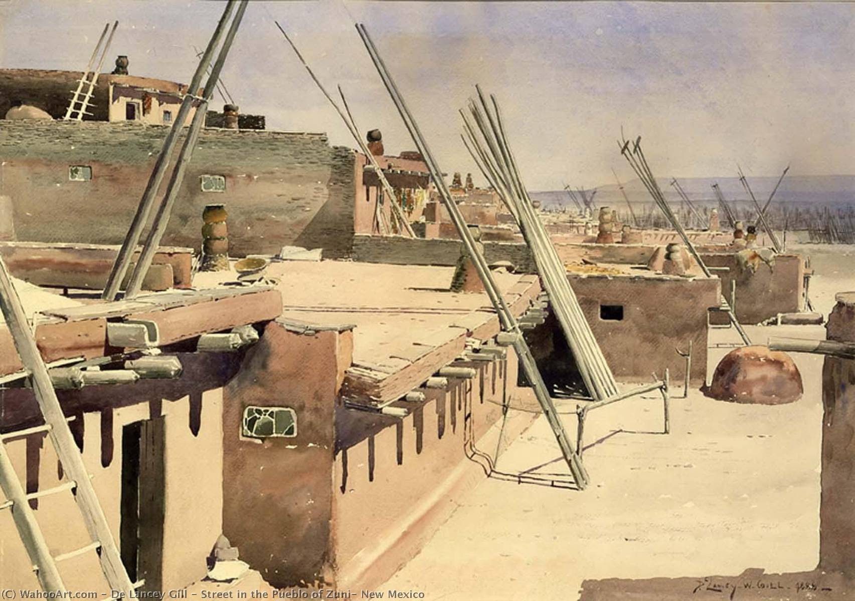 Street In The Pueblo Of Zuni, New Mexico — De Lancey Gill