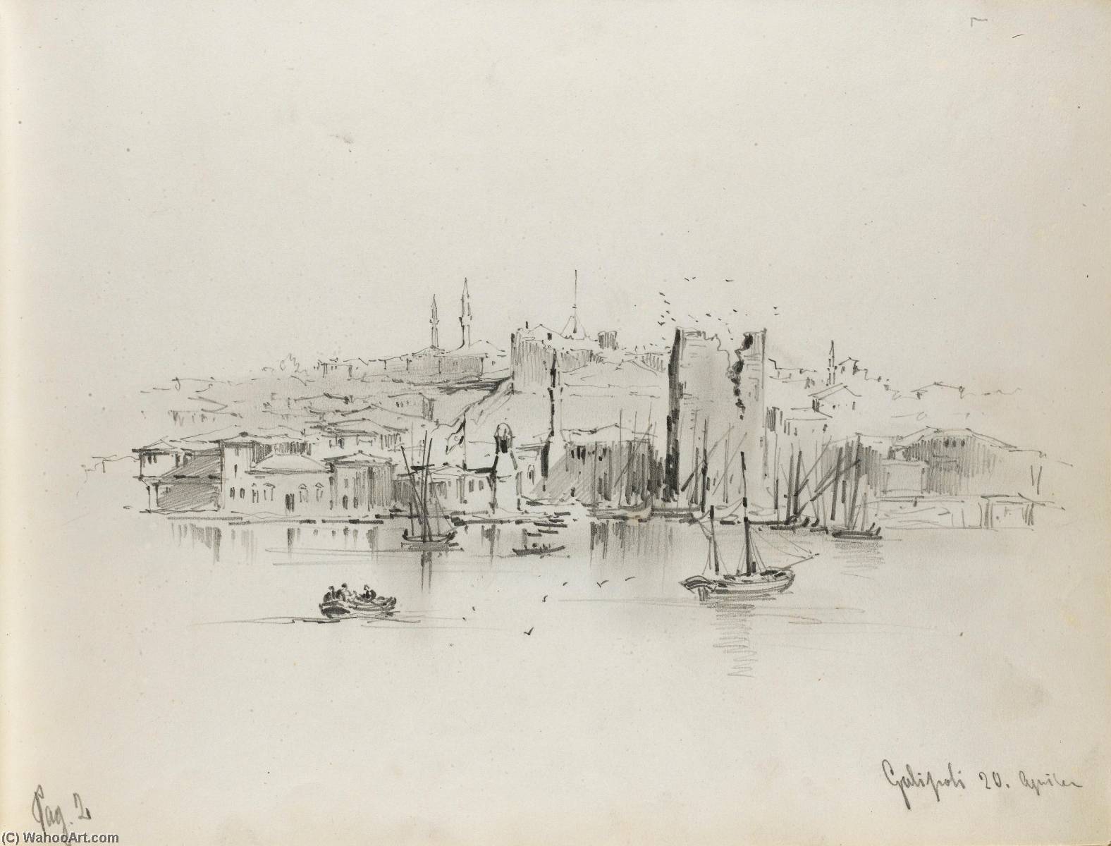 Memorie Del Mio Viaggio In Europe, 1855 An Album Of Forty Eight Drawings Of A Journey From Istanbul To London, Including Landscapes Of Smyrna, The Bay Of Naples, Malta, Tenedos, And Westminster Bridge With The Palace Of Westminster Under Construction — Count Amadeo Preziosi