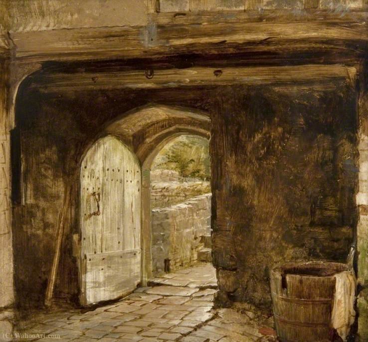 Sketch Of A Doorway With A Water Barrel — William Dyce