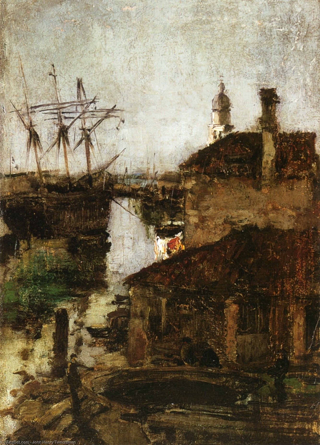 Ship And Dock, Venice — John Henry Twachtman