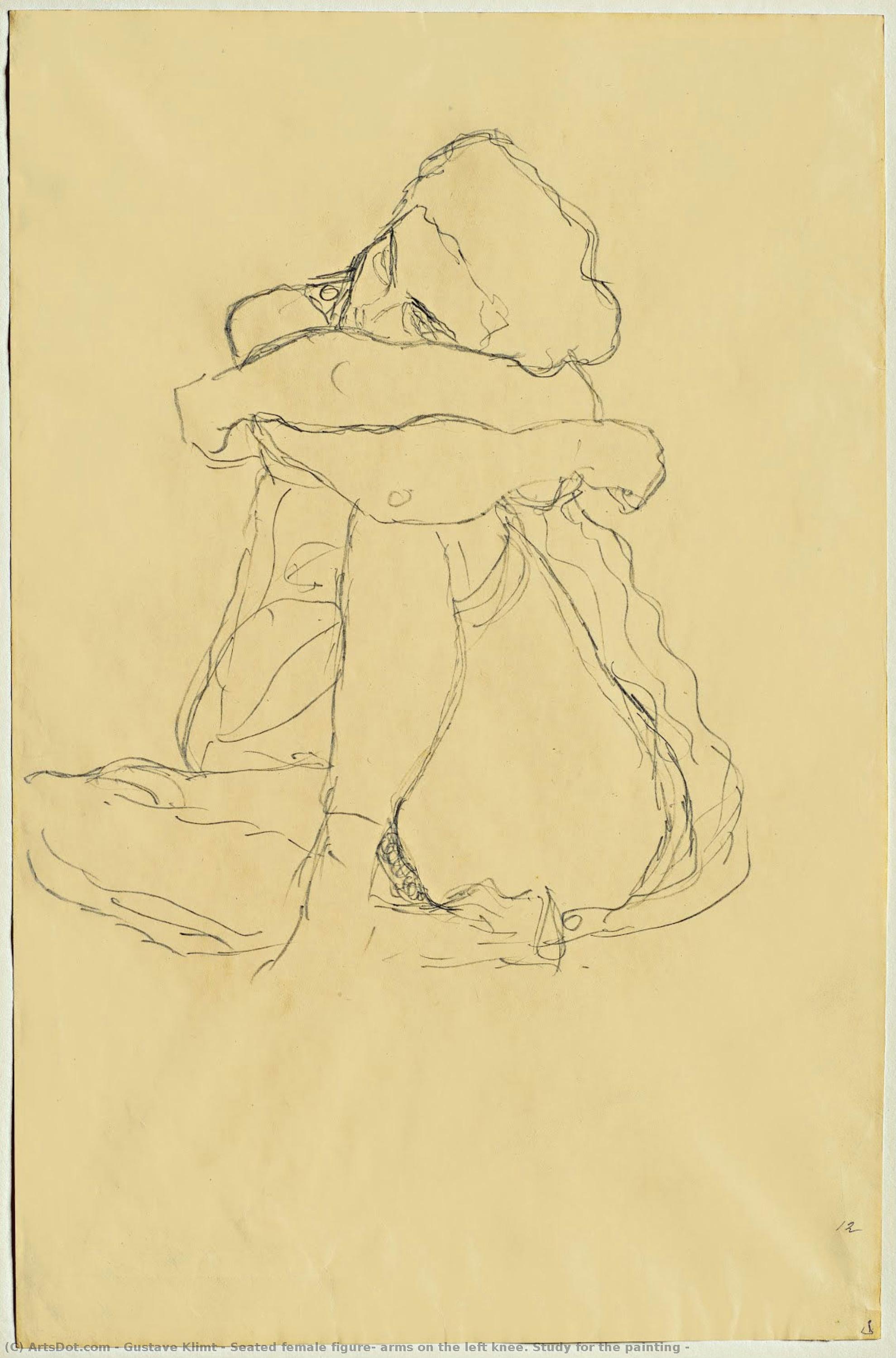 Seated Female Figure, Arms On The Left Knee. Study For The Painting — Gustav Klimt