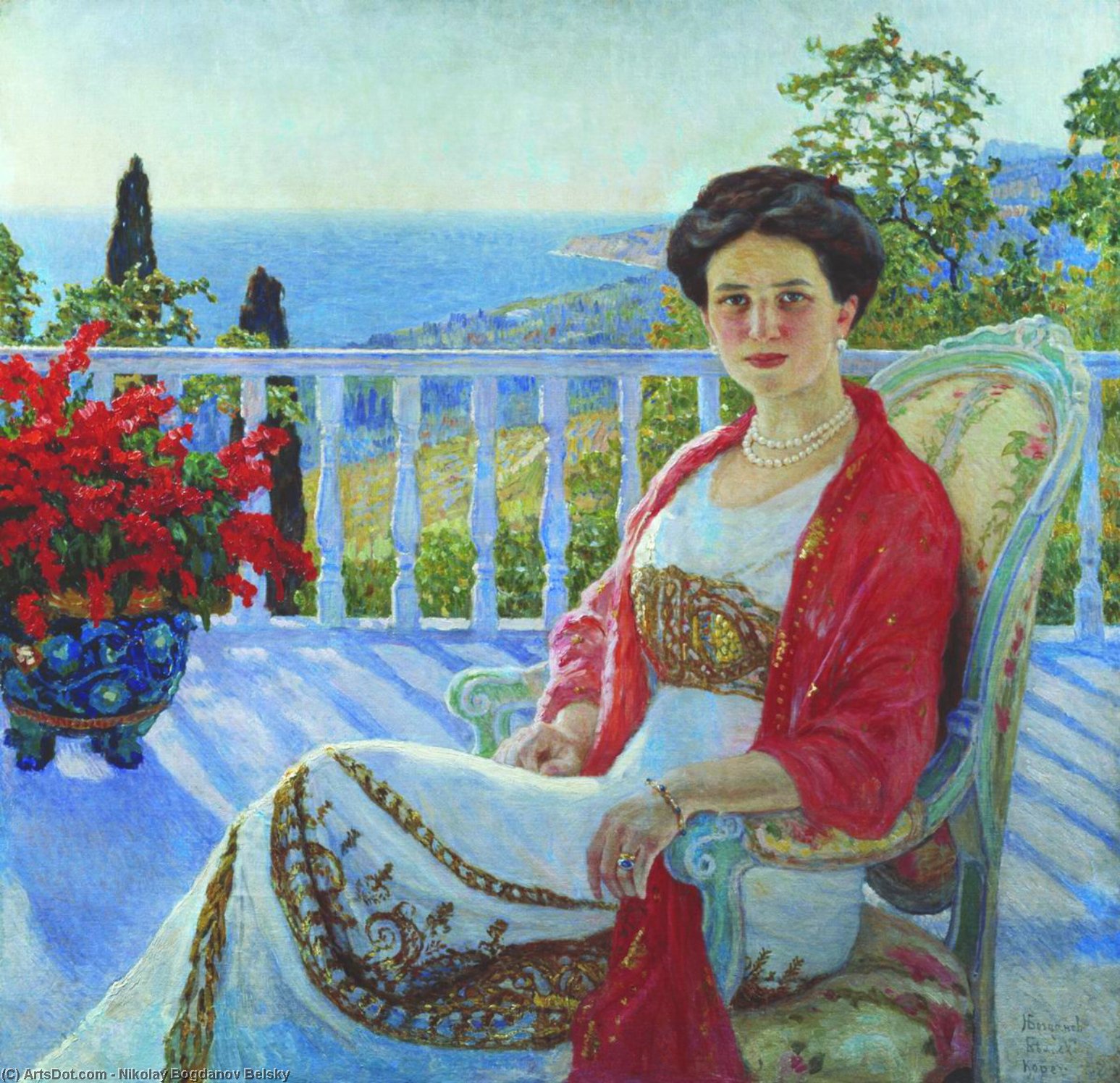 Lady On A Balcony — Nikolai Petrovich Bogdanov Belsky