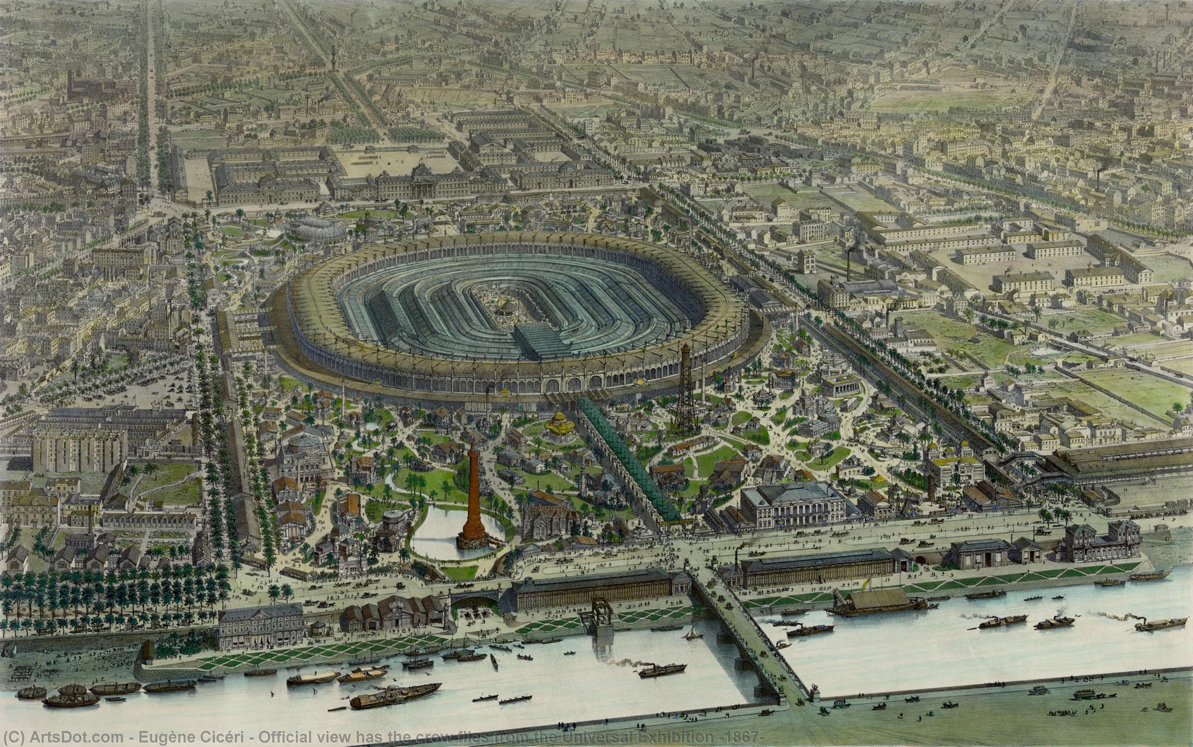 Official View Has The Crow Flies From The Universal Exhibition (1867) — Eugène Cicéri