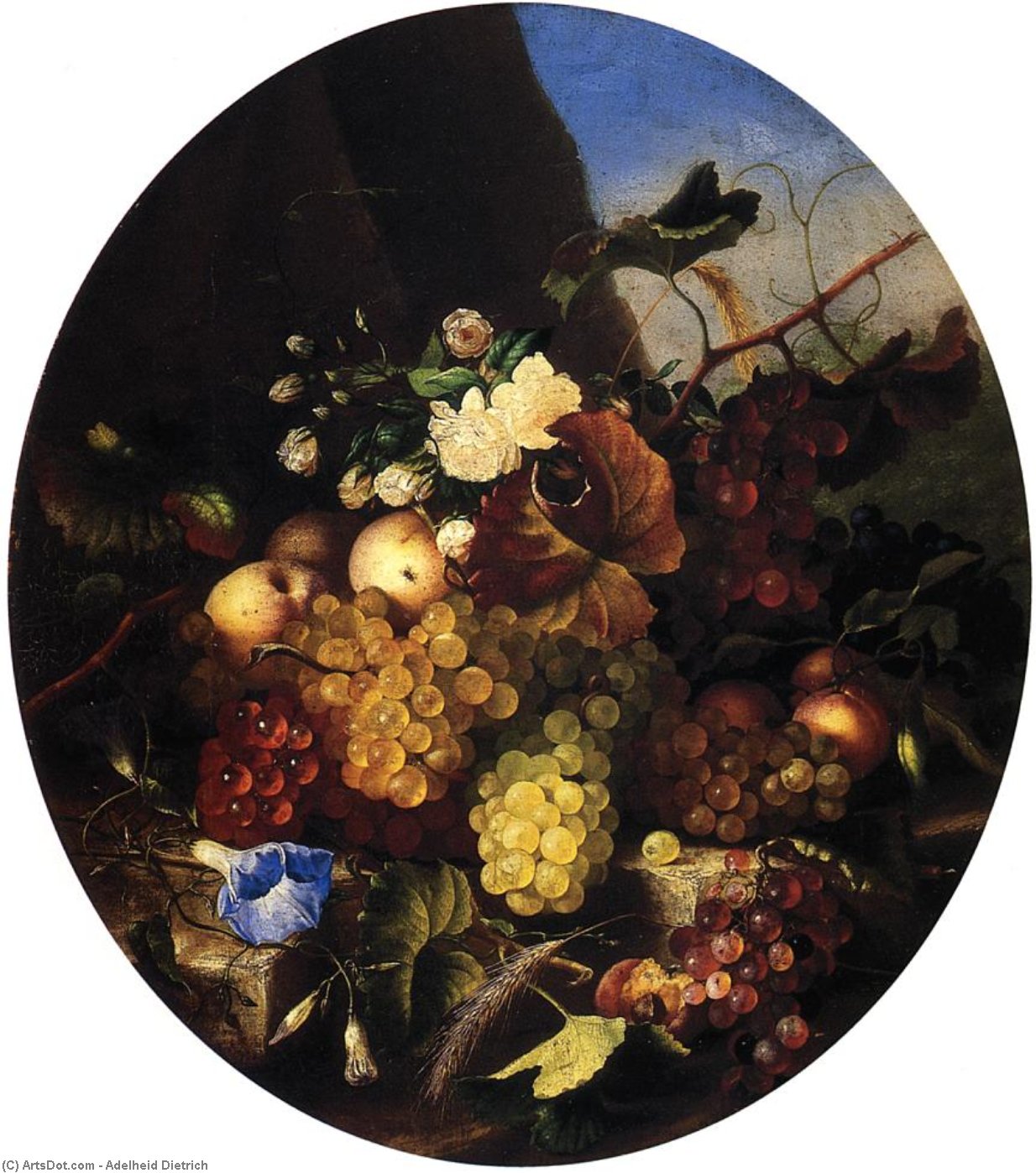 Still Life Of Fruit And Flowers — Adelheid Dietrich