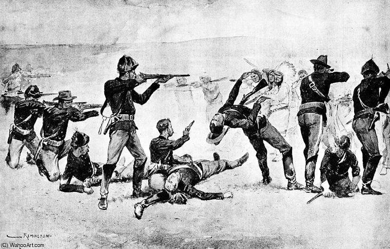 The Opening Of The Fight At Wounded Knee — Frederic Remington