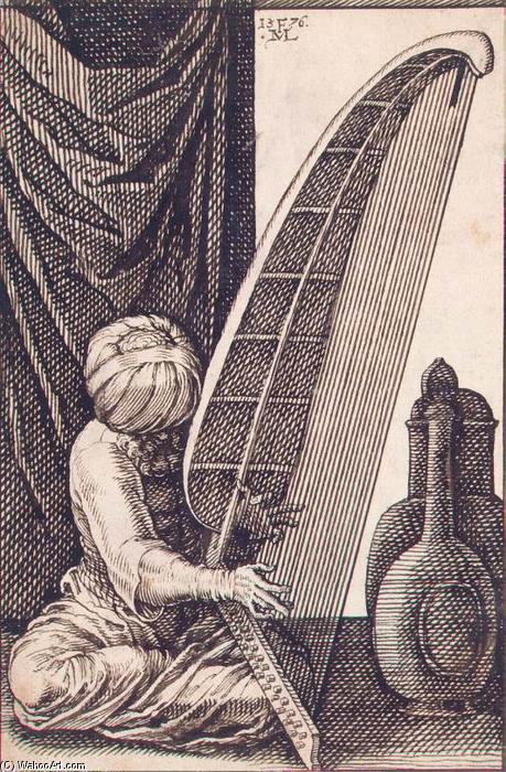 Turk Playing A Harp — Melchior Lorck