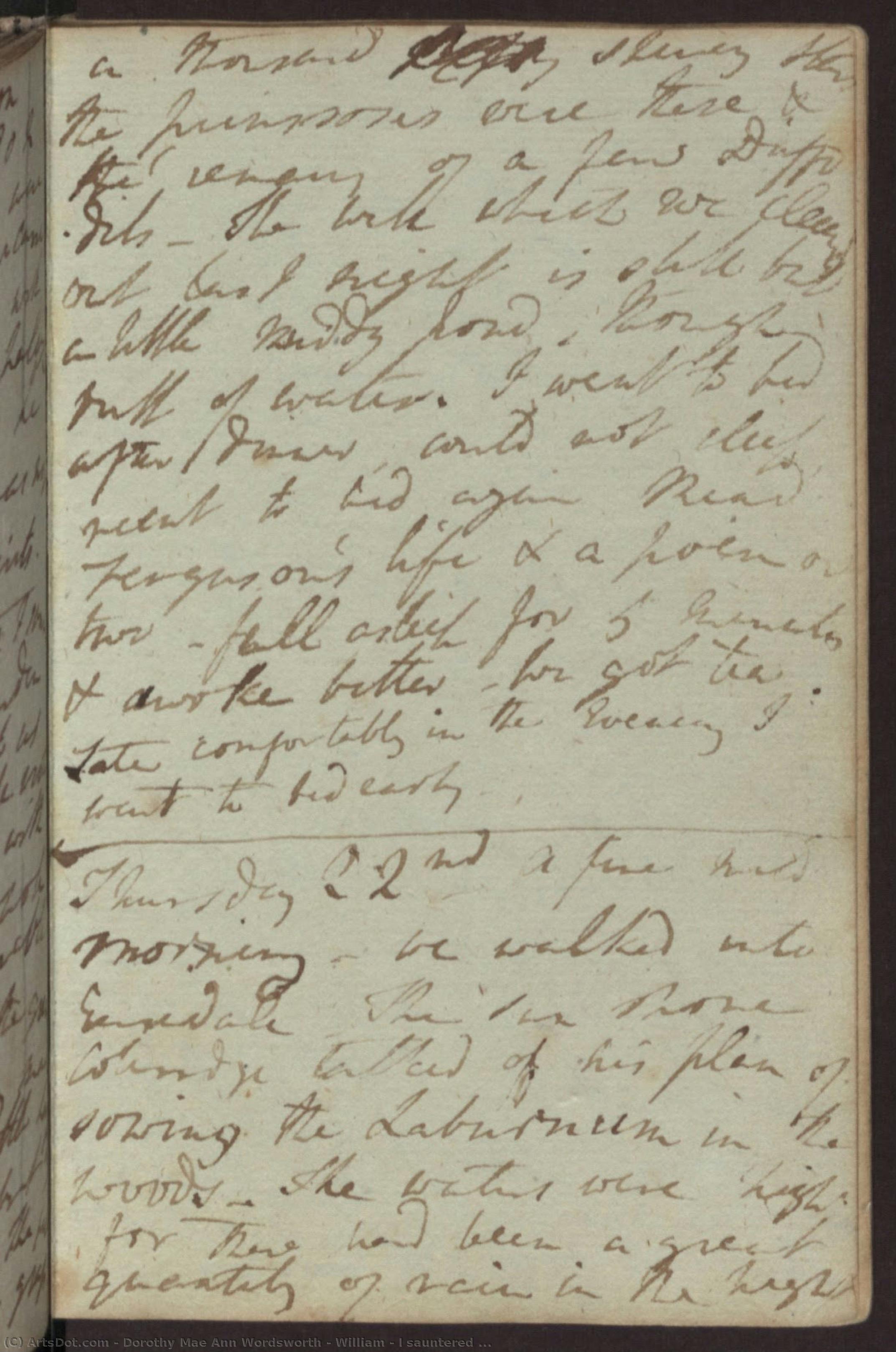 William & I Sauntered — Dorothy Wordsworth
