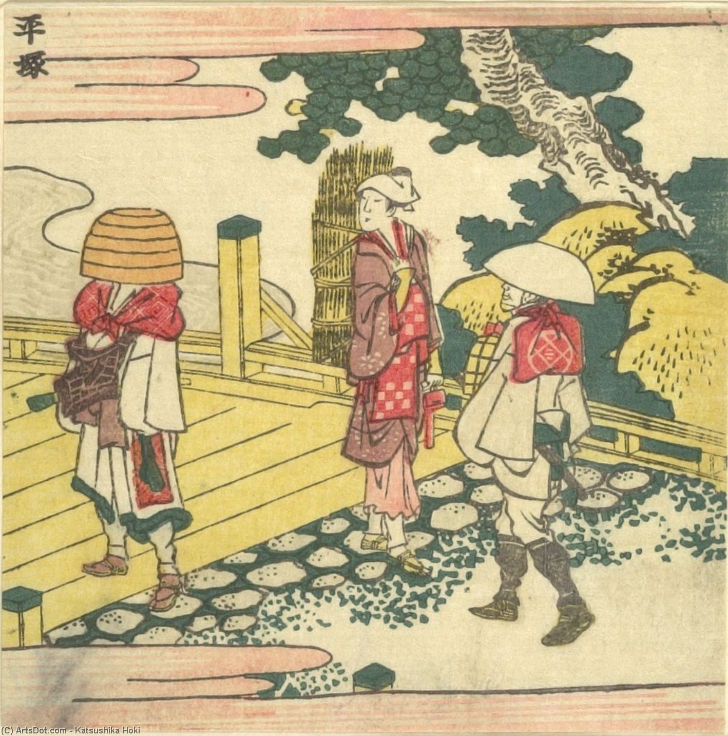 Mendicant And Two Travelers — Хокусаи Кацушика