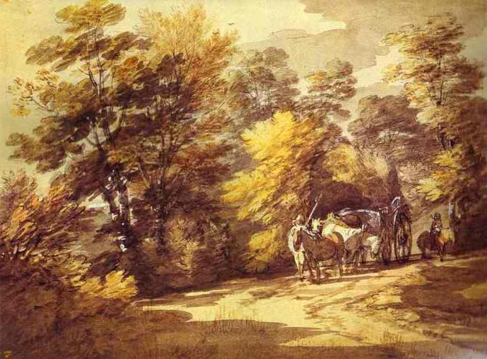 Wooded Landscape With A Waggon In The Shade — Thomas Gainsborough