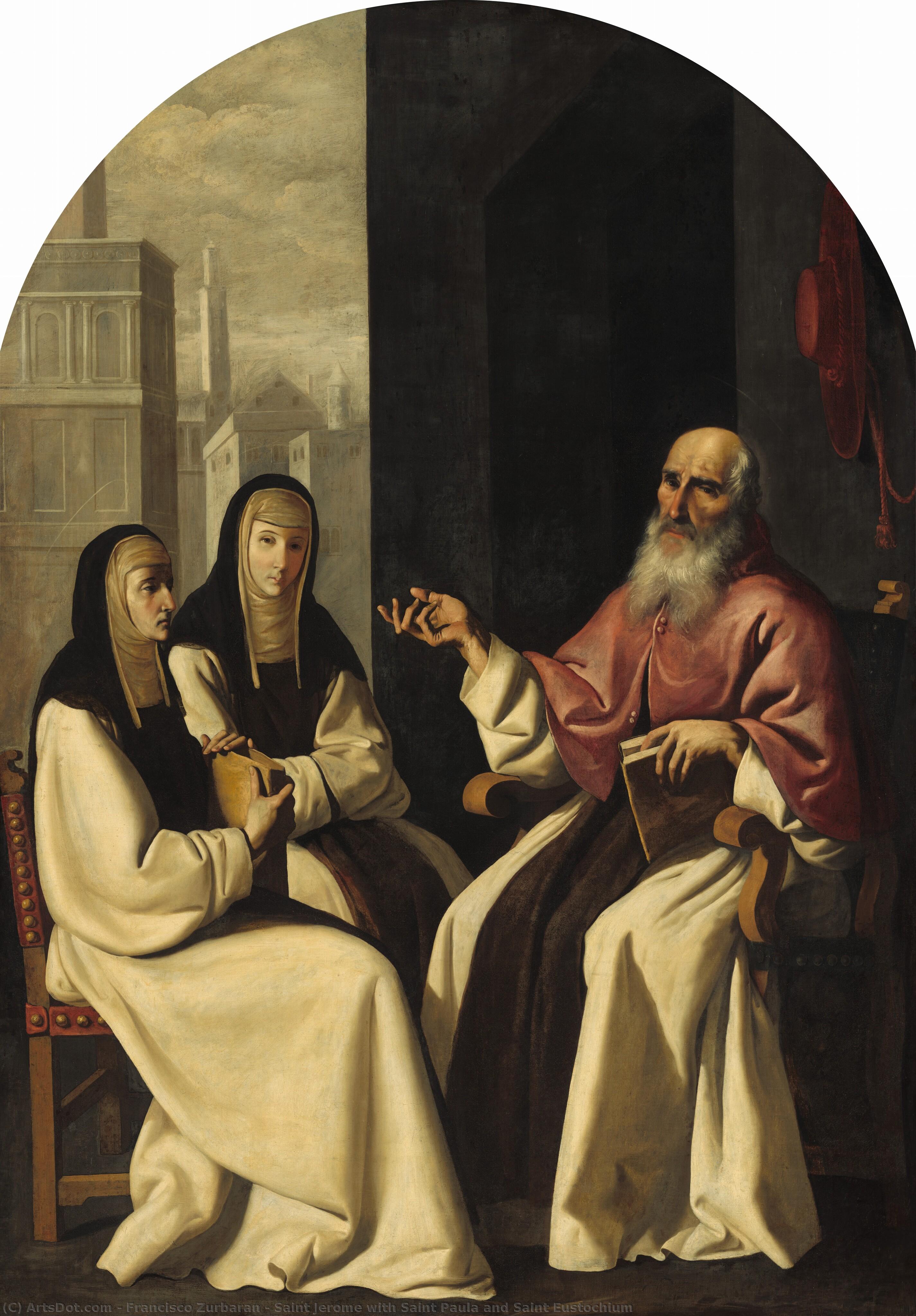 San Jerónimo Con Santa Paula Y Santa Eustochia — Francisco De Zurbarán
