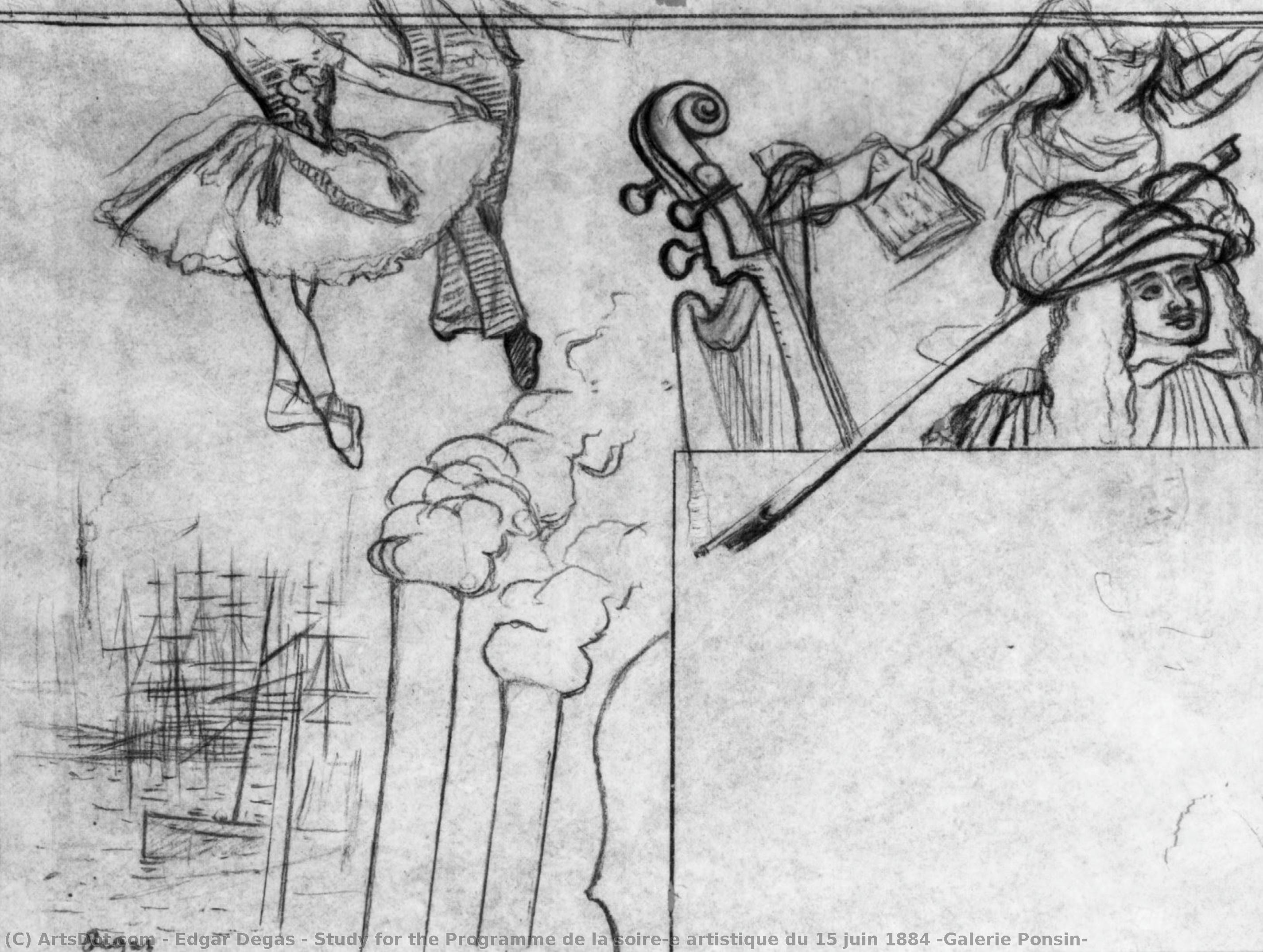 Estudio Para La Programa De La Soirée Artistique Du 15 Juin 1884 (galerie Ponsin) — Hilaire-germain-edgar Degas