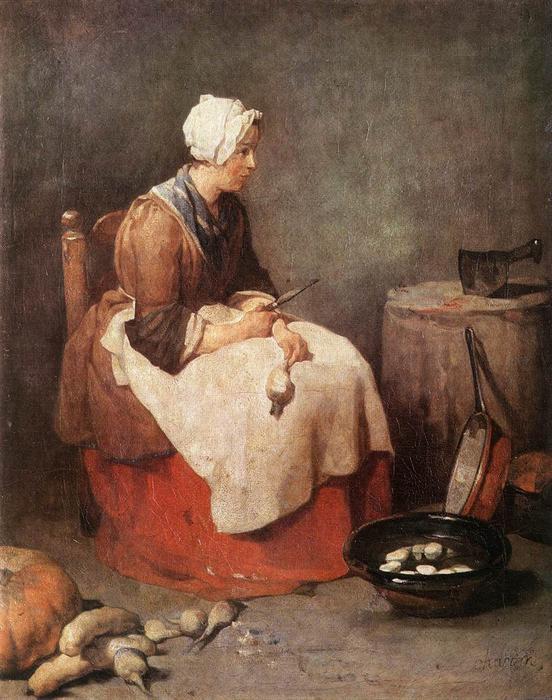Woman Cleaning Turnips — Jean-baptiste-siméon Chardin