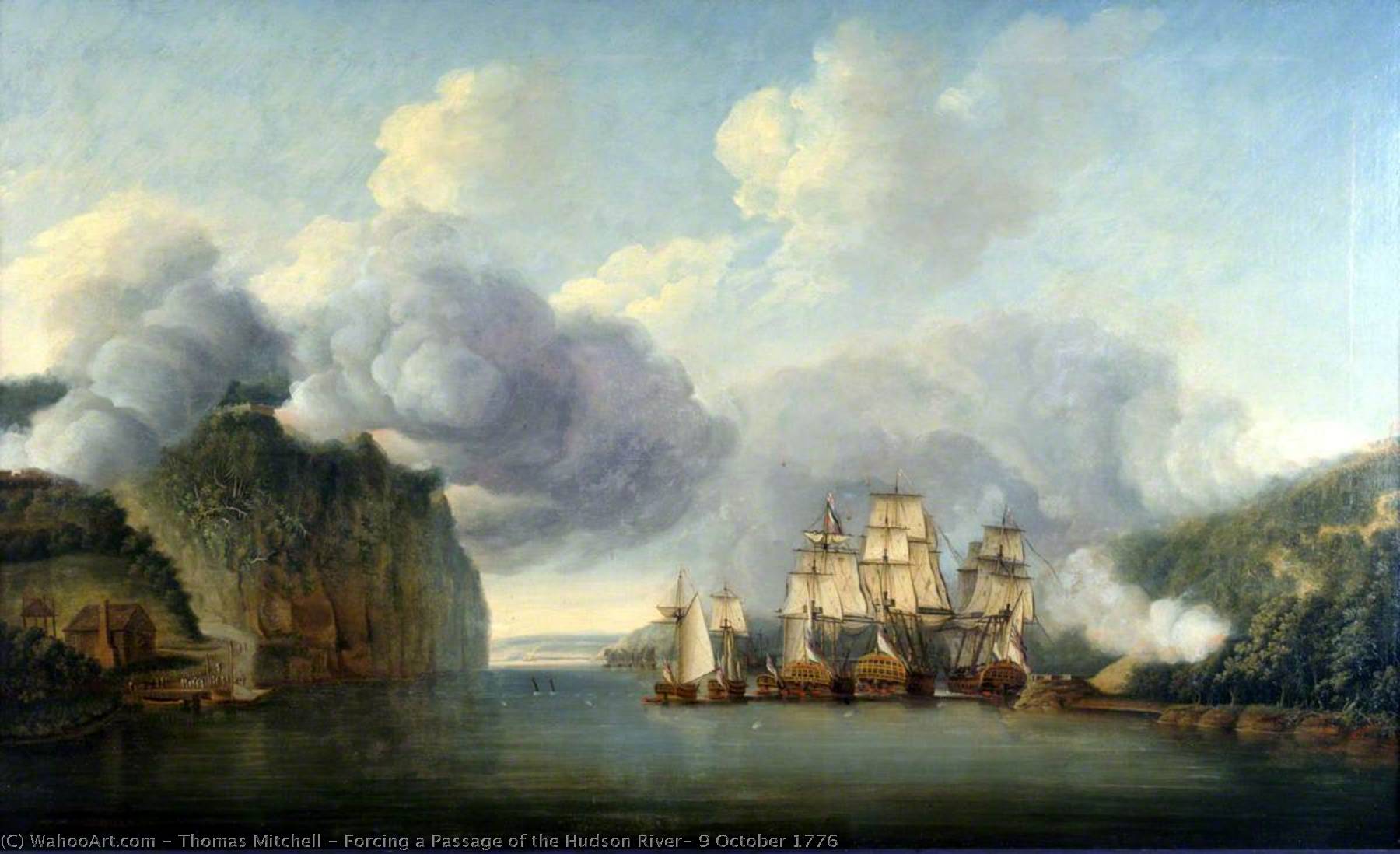 Forcing A Passage Of The Hudson River, 9 October 1776 — Thomas Mitchell