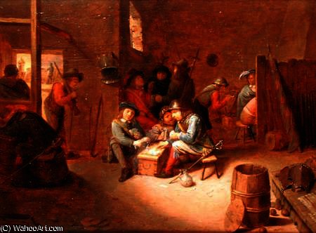 A Guardroom Interior With Soldiers Playing Cards — Joos Van Craesbeeck