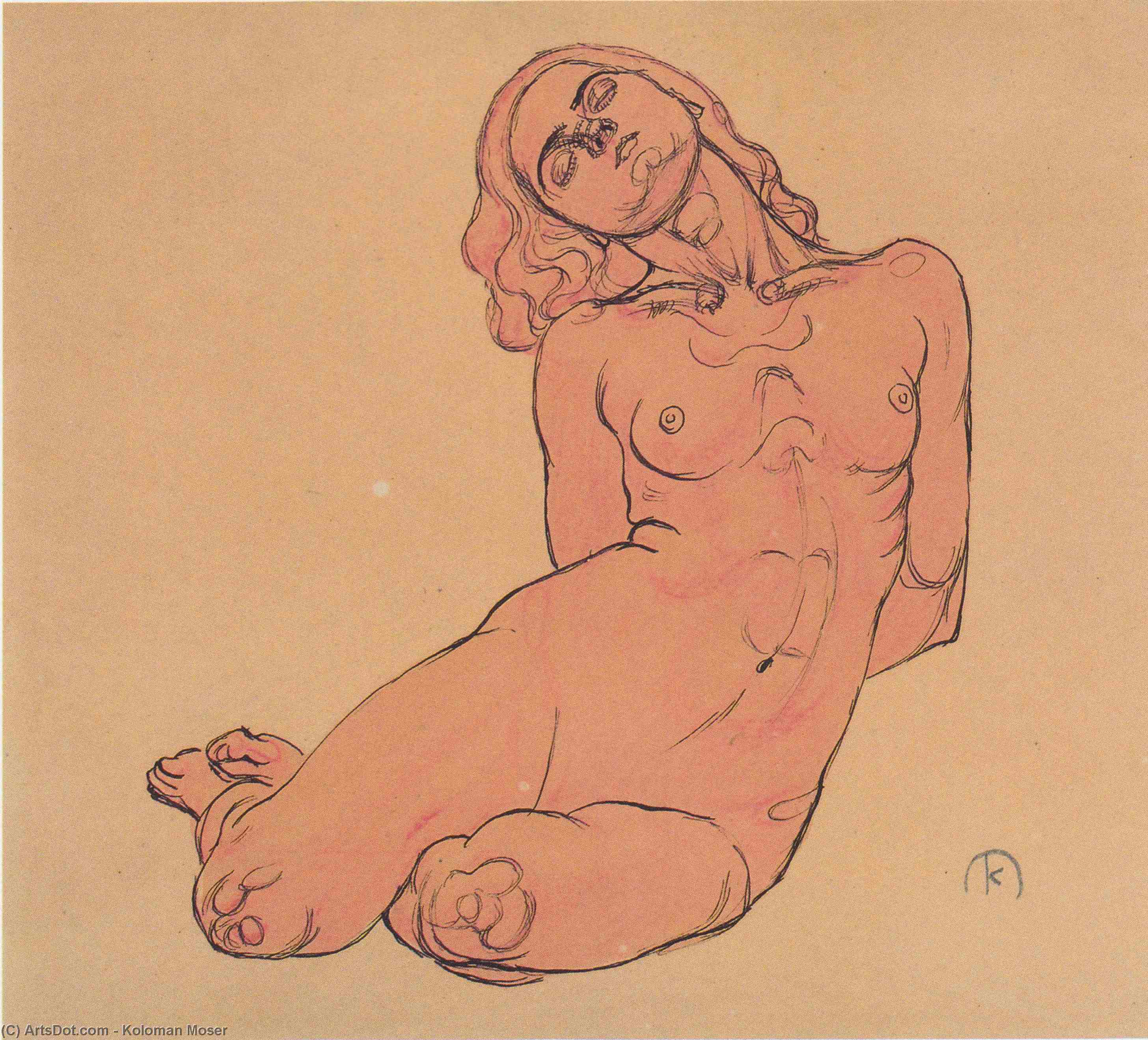 A Crouching Woman — Koloman Moser