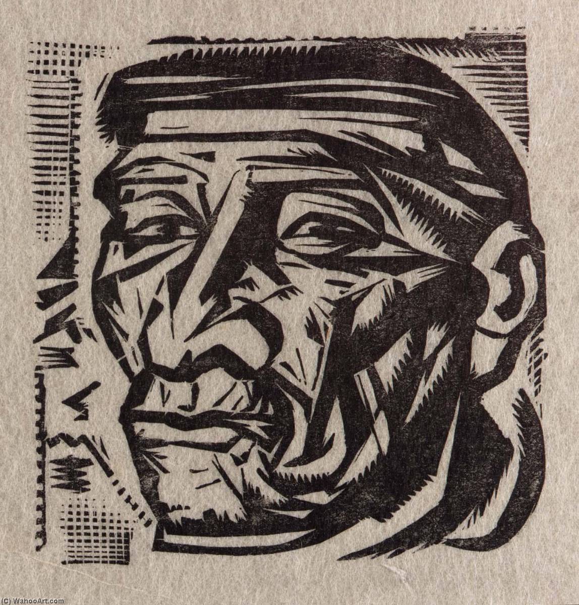 Head Of An Indian Facing Right — Howard Cook