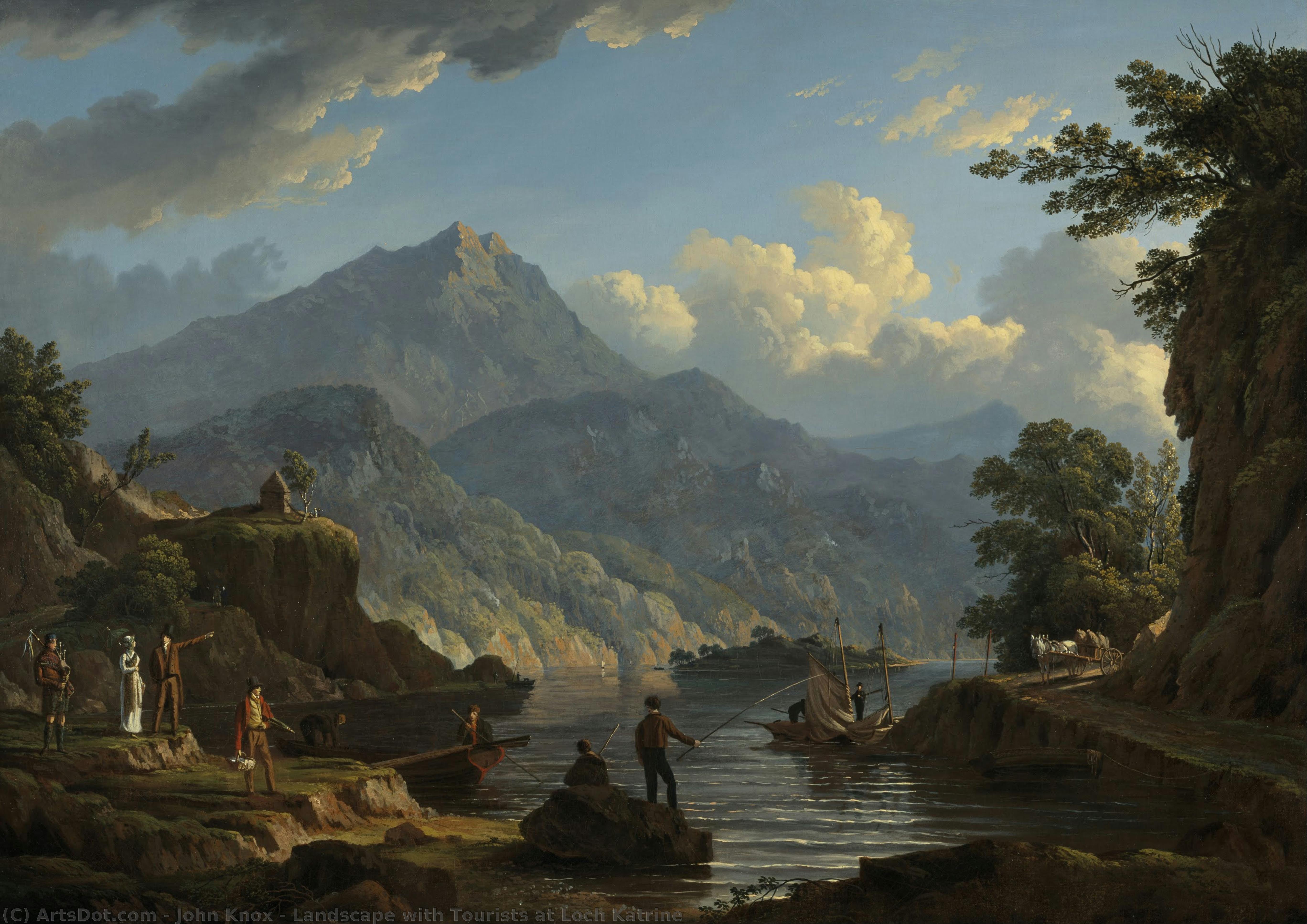 Landscape With Tourists At Loch Katrine — John Knox