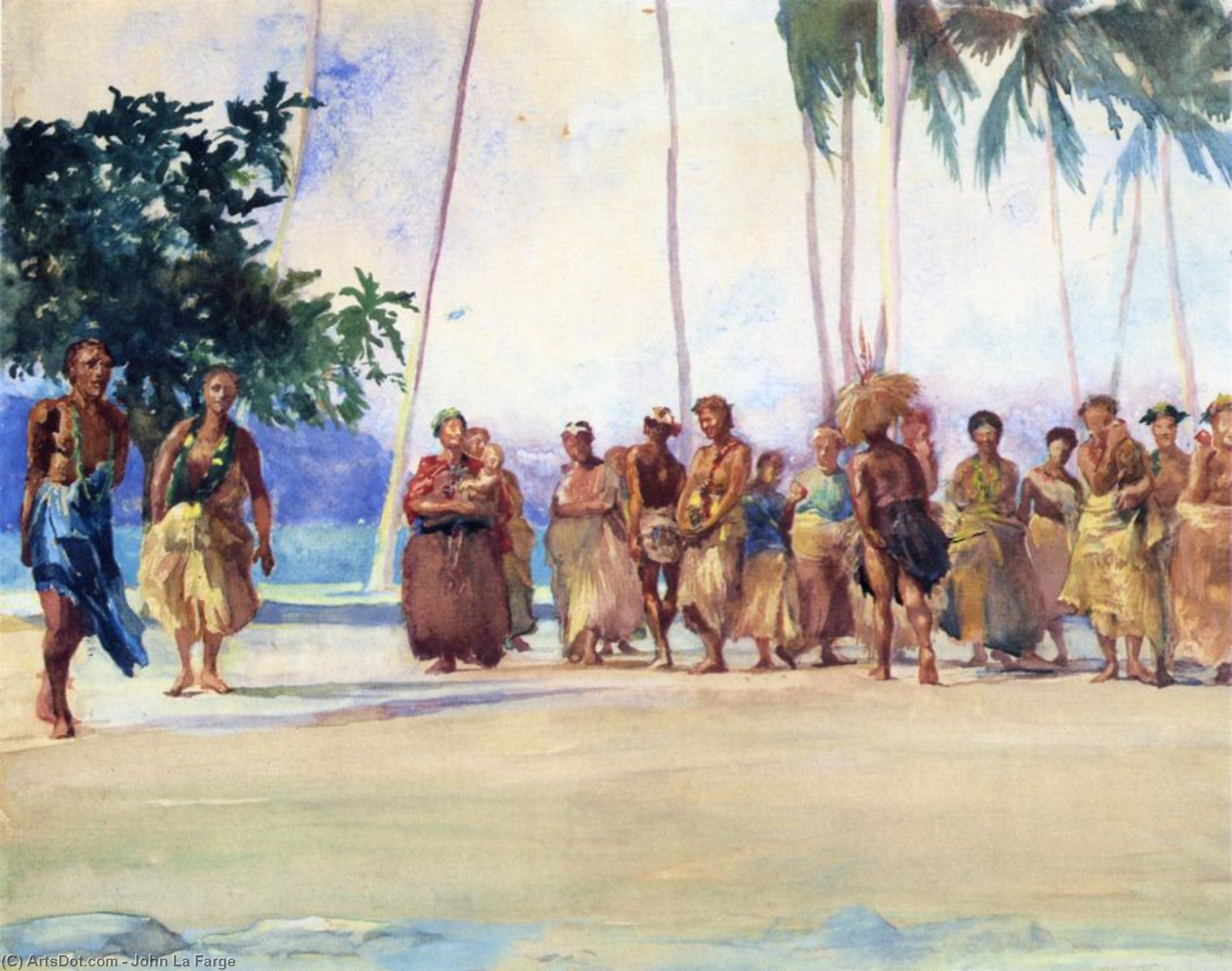 Fagaloa Bay, Samoa, 1890, The Taupo, Gaase, Marshalling The Women Who Bring Presents Of Food — John La Farge