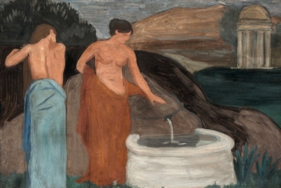 Figuras Femeninas Junto A Fuente - (1905) — Joaquín Torres García