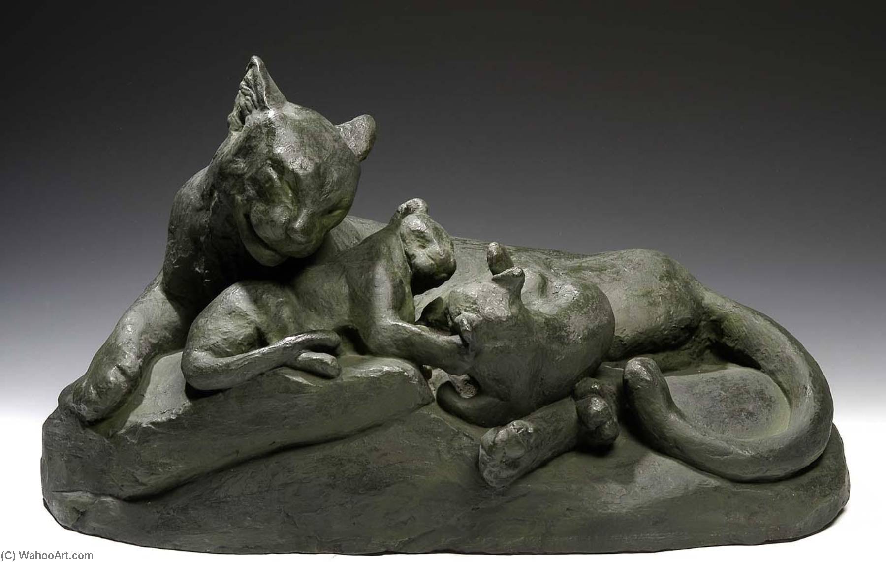 Panther And Cubs Maternal Affection — Edward Kemeys