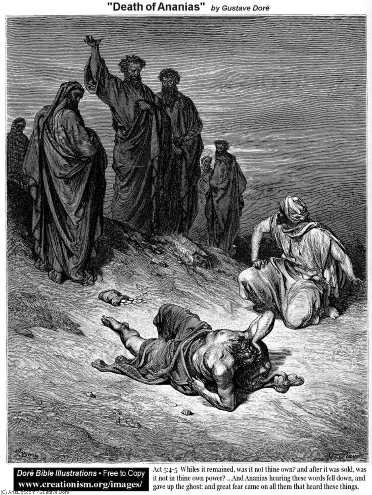 Death Of Ananias — Paul Gustave Doré