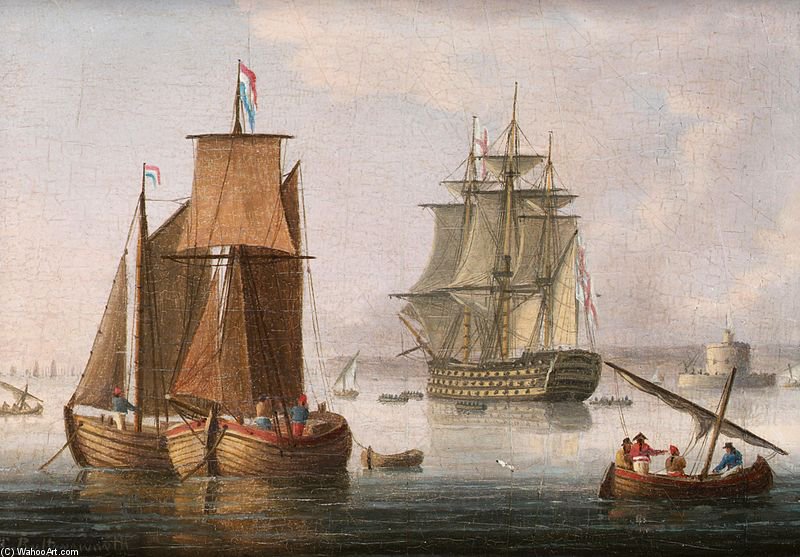 A Large First Rate, Said To Be H.m.s. 'victory', Lying Off The Mouth Of The Tagus — Thomas Buttersworth