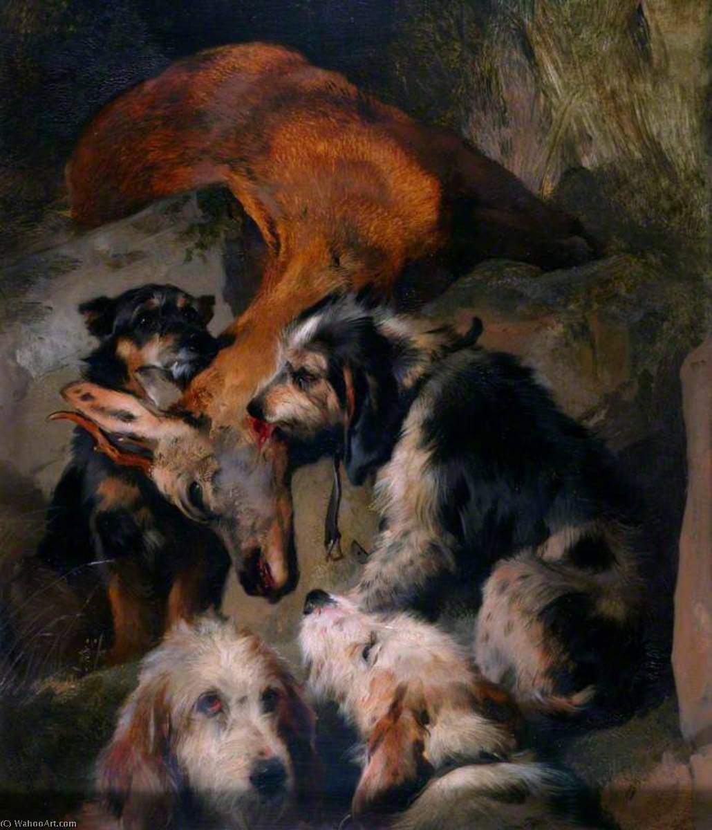 Young Roebuck And Rough Hounds — Edvin Henri Lendsijer