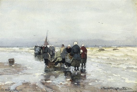 Fisher Women Waiting On The Beach — Gerhard Arij Ludwig Morgenstje Munthe