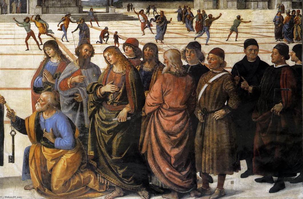 Christ Handing The Keys To St Peter (detail) (8) — Vannucci Pietro (le Perugin)