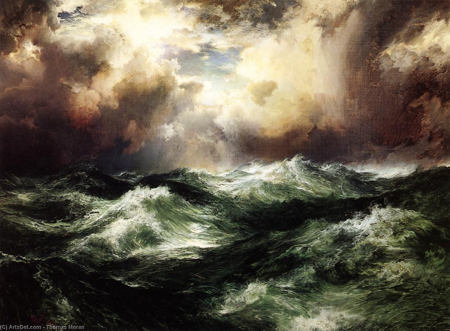 Moonlit Seascape — Tomas Moran