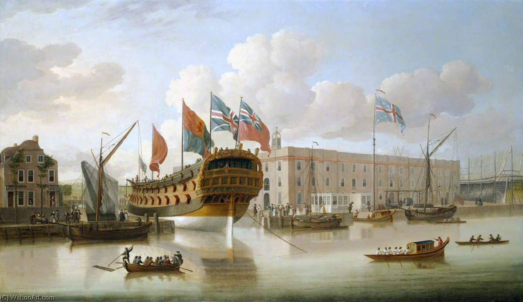 The 'st Albans' Floated Out At Deptford, 1747 — John Cleveley The Elder