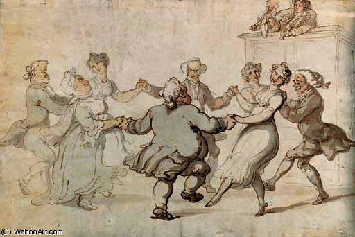 Figures Dancing With Musicians Looking On — Thomas Rowlandson