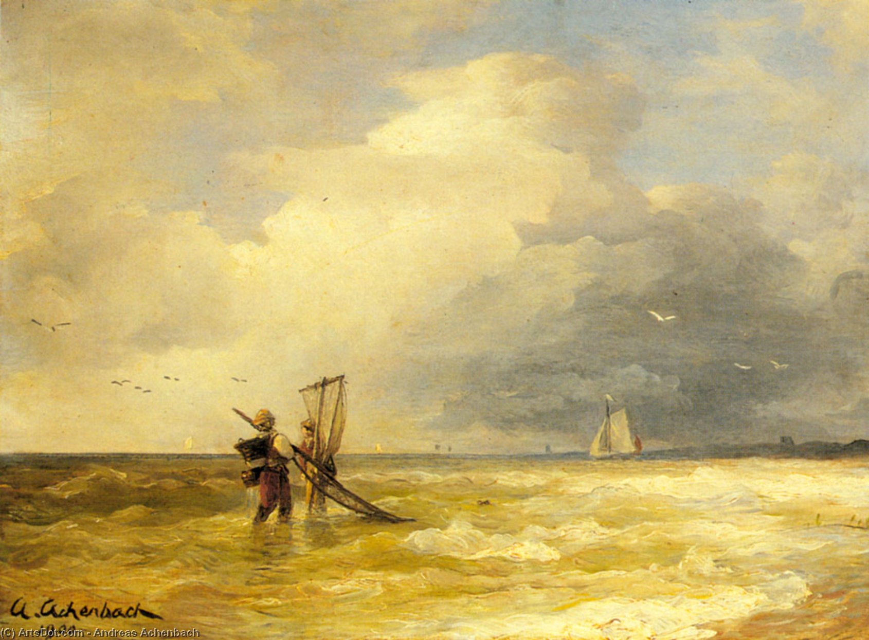 Fishing Along The Shore — Andreas Achenbach
