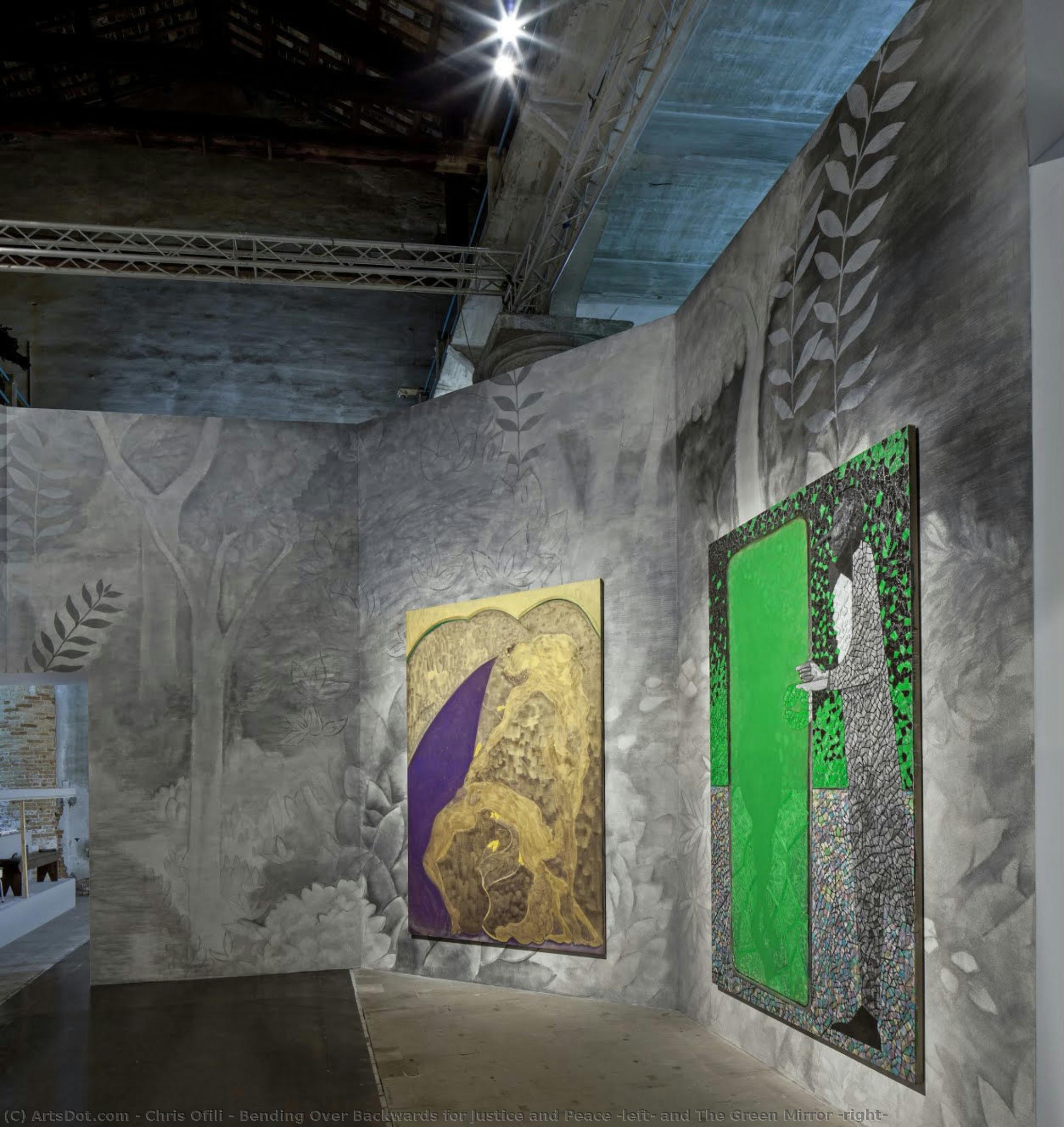 Bending Over Backwards For Justice And Peace (left) And The Green Mirror (right) — Chris Ofili