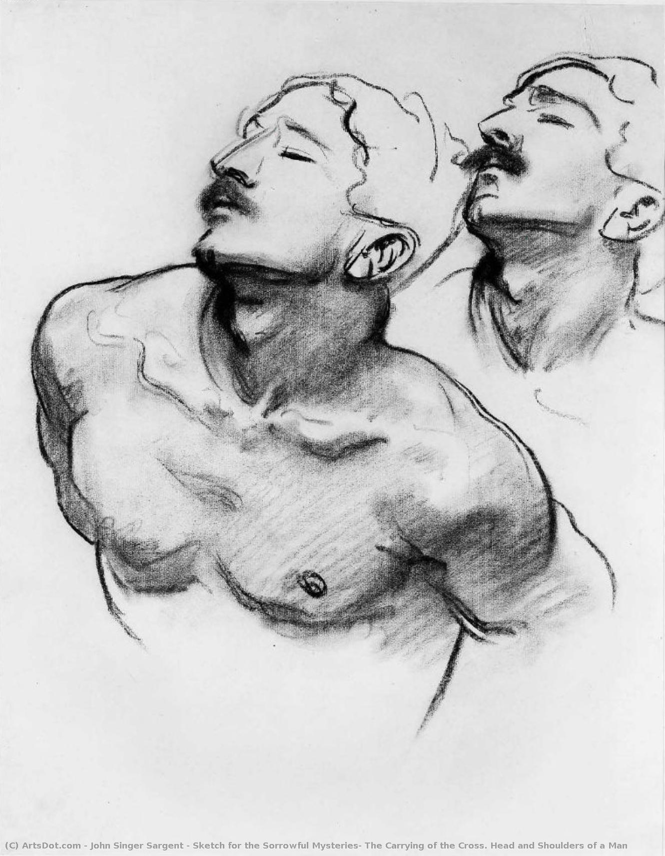 Sketch For The Sorrowful Mysteries, The Carrying Of The Cross. Head And Shoulders Of A Man — John Singer Sargent