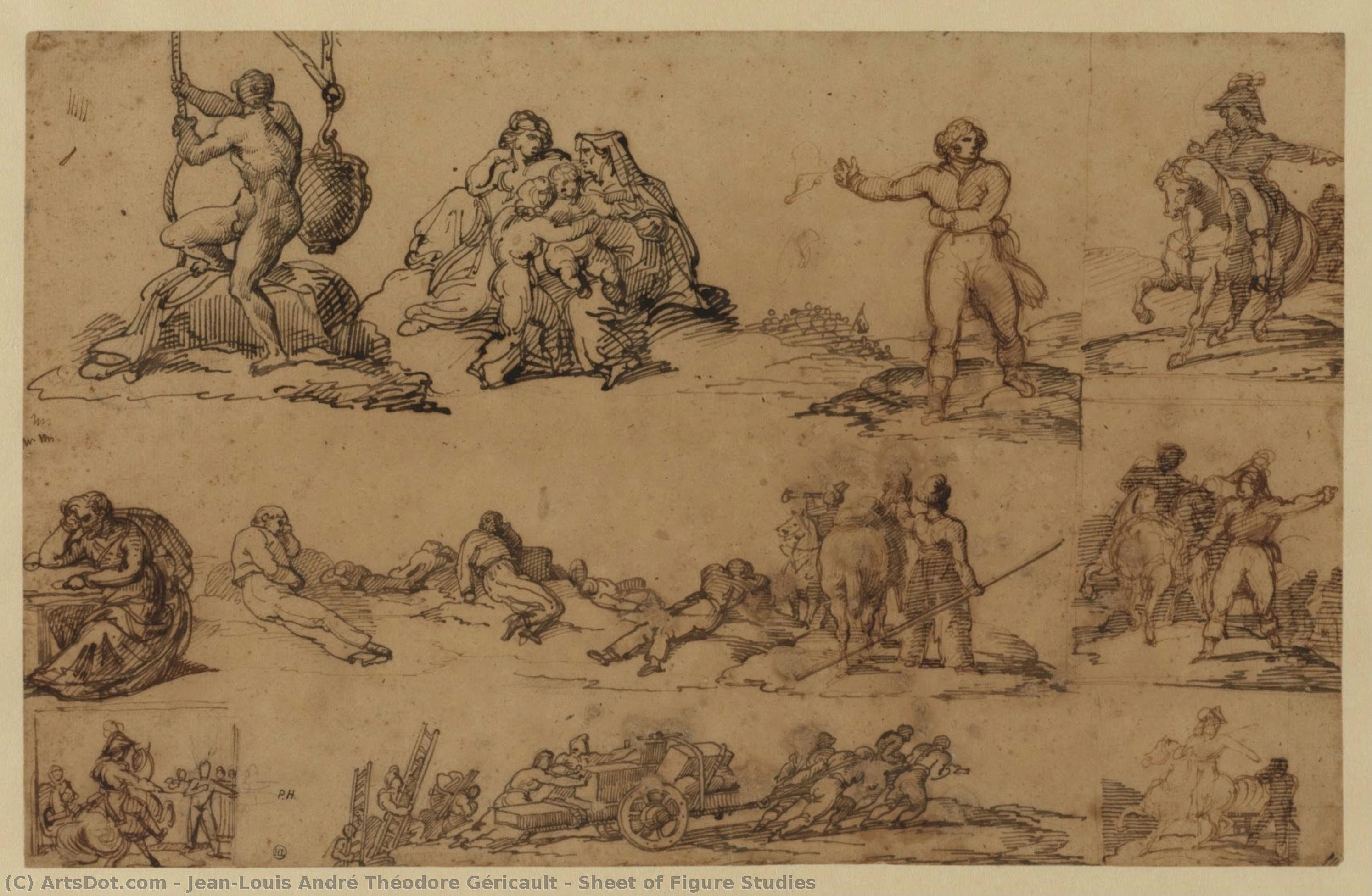 Sheet Of Figure Studies — Théodore Géricault