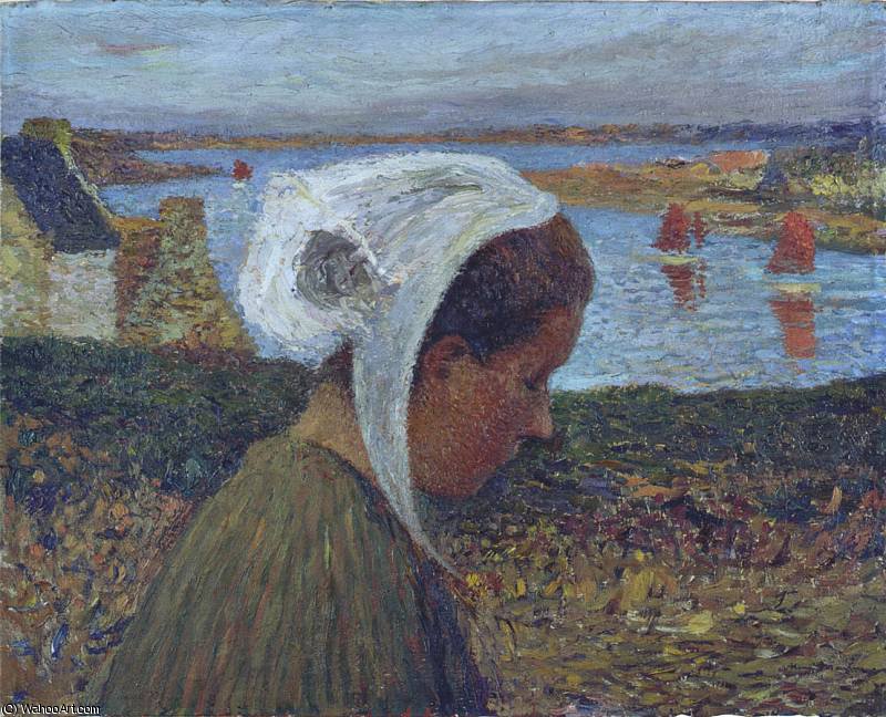 Jeune Bretonne Au Bord De La Mer — Henri Jean Guillaume Martin