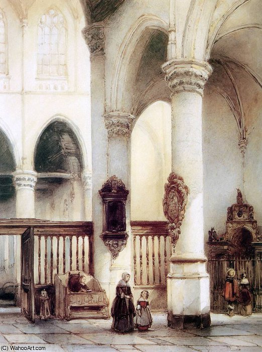 Grote Kerk In Delft Sun — Johannes Bosboom
