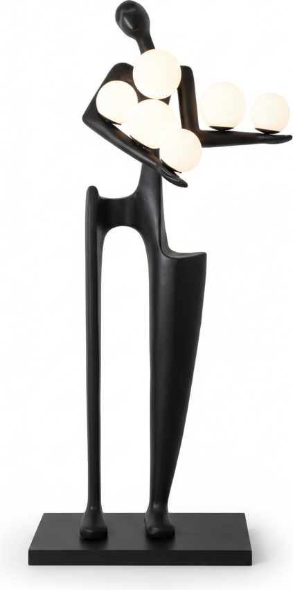 Abstract Fiberglass Sculpture Lamp: Modern Art Deco Lighting